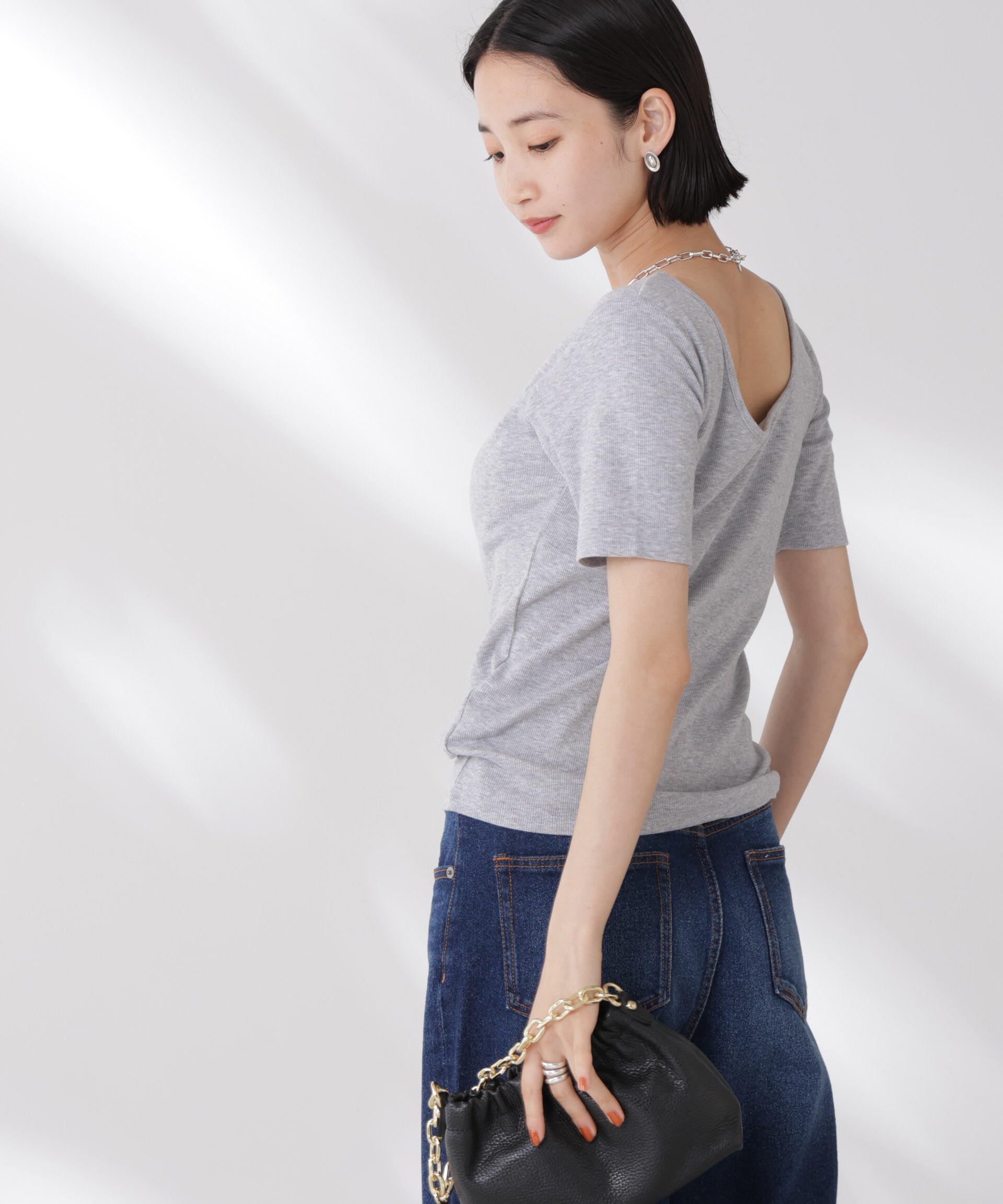 nano･universe「抗菌防臭・接触冷感機能 カップ付きクルーネックトップス」|Tシャツ・カットソー|