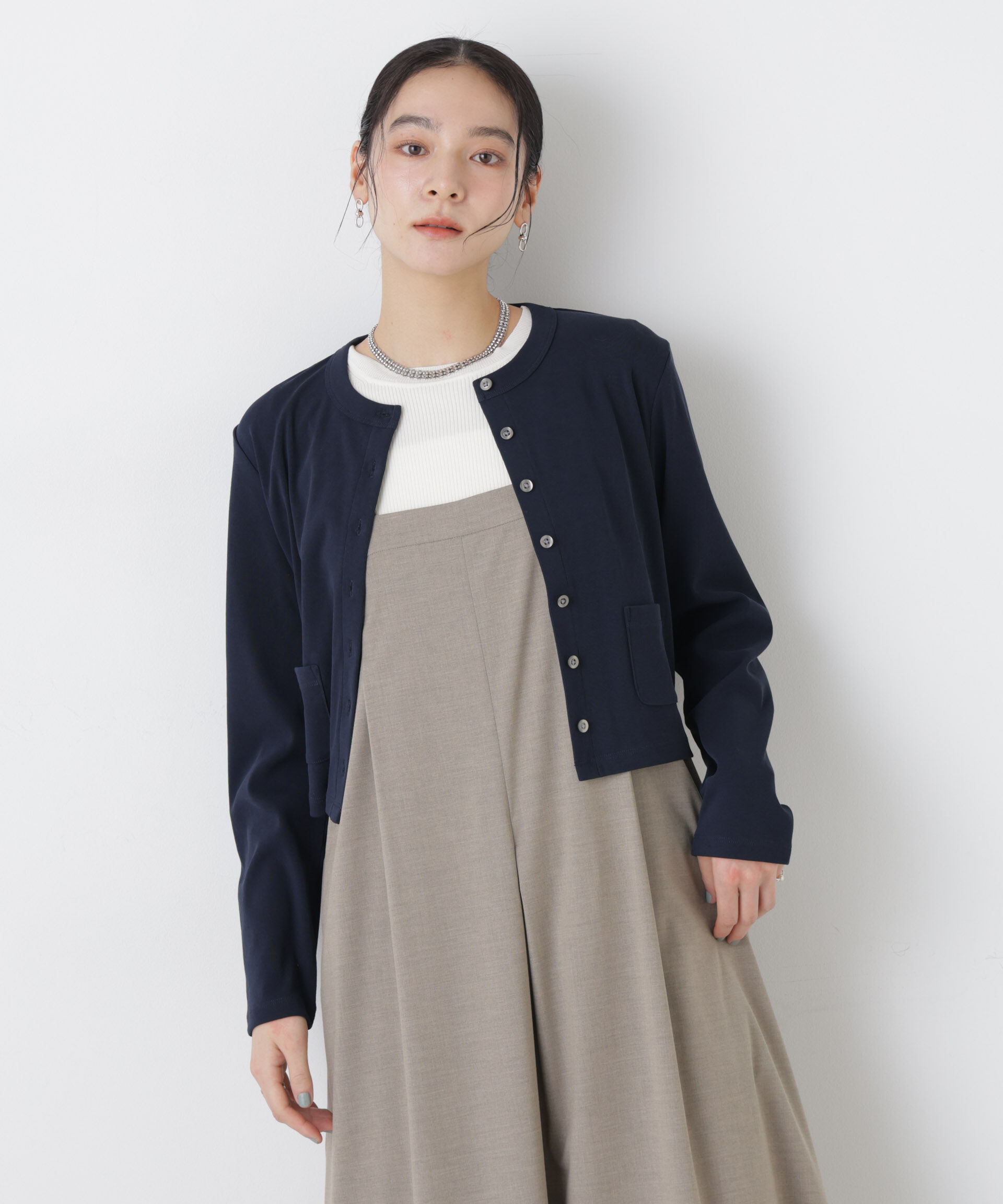 nano･universe「強撚コットンコンパクトカーディガン」|Tシャツ・カットソー|ネイビー