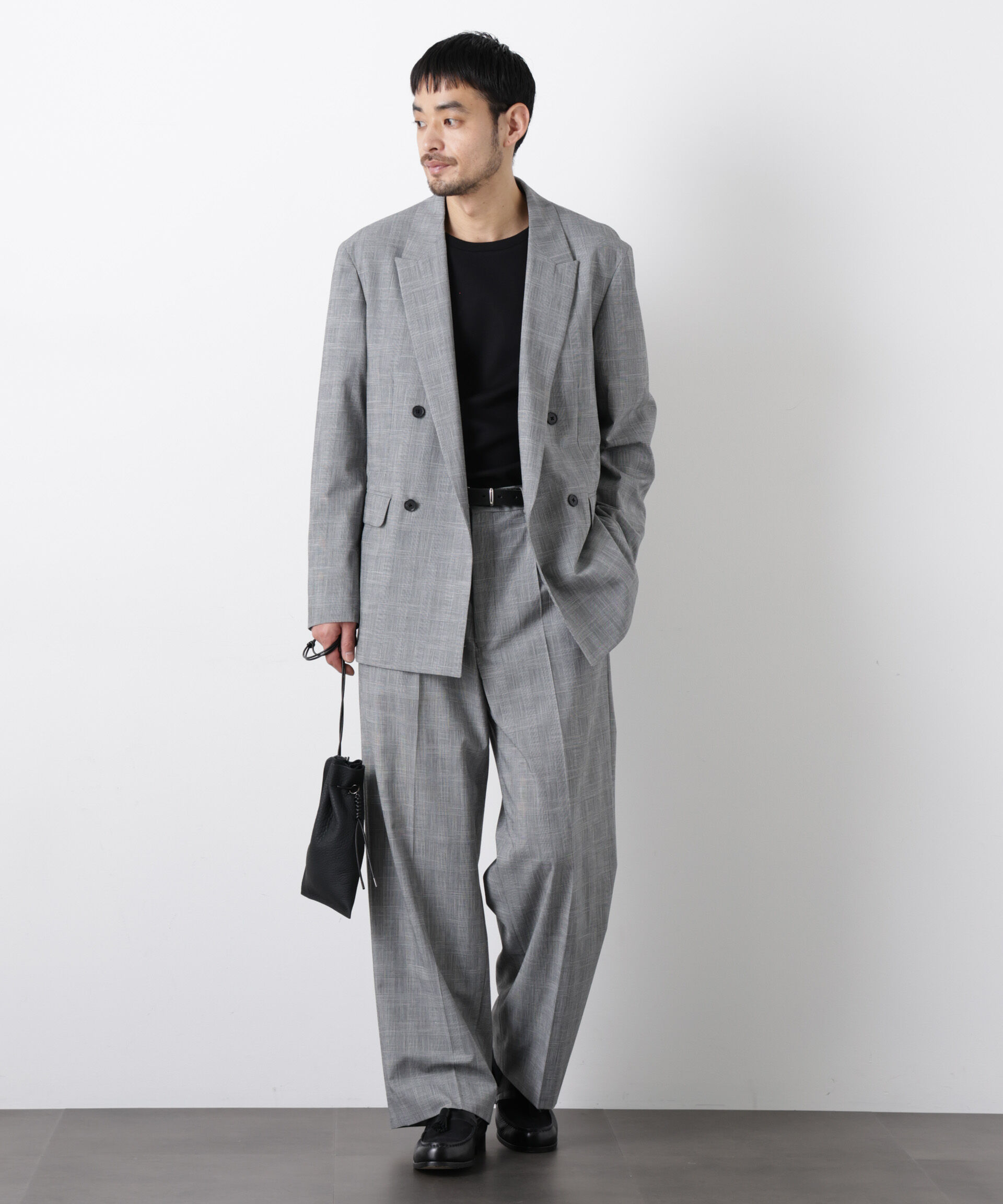 nano･universe「グレンチェックストレートパンツ（セットアップ可）」|チノ|