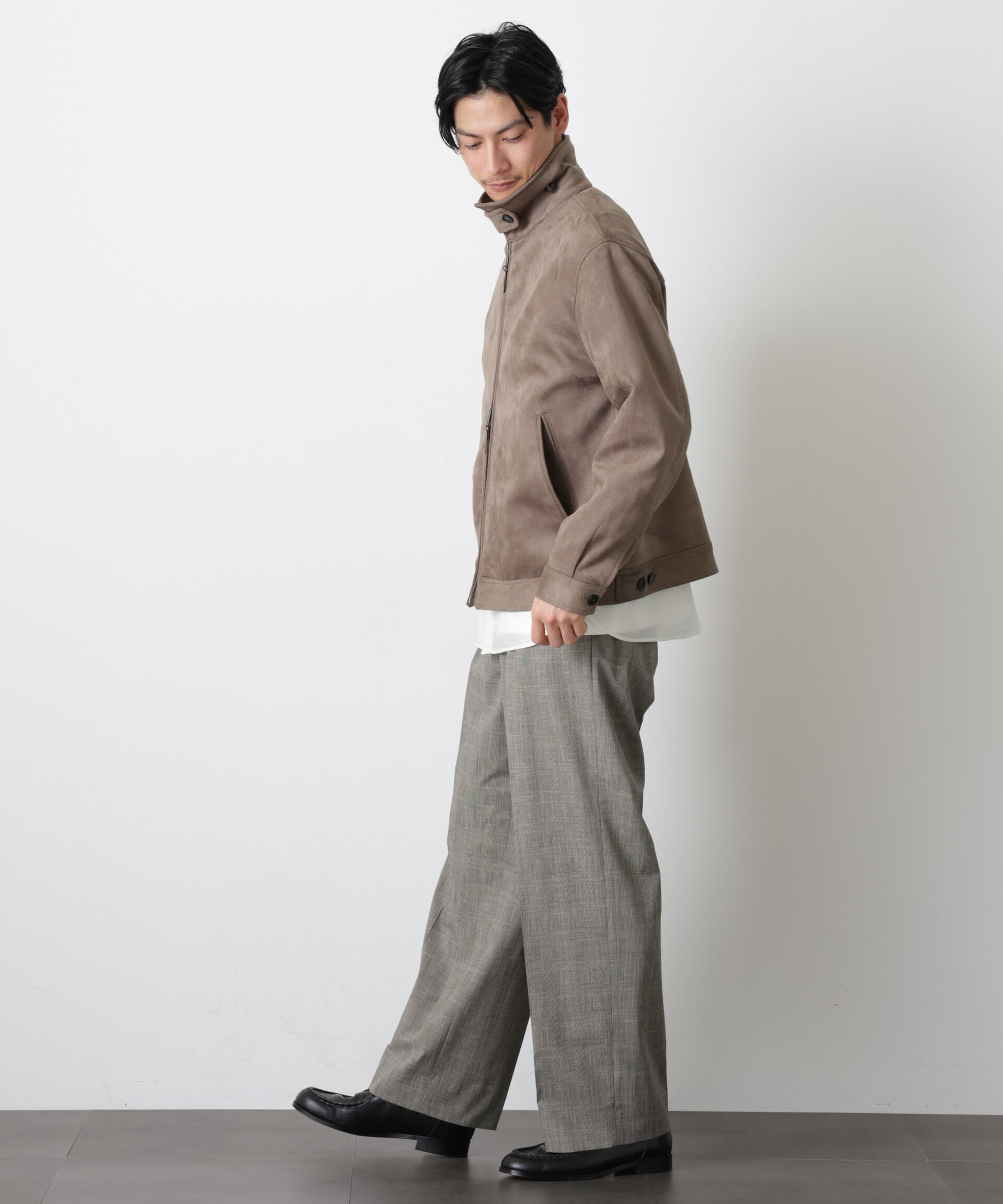 nano･universe「グレンチェックストレートパンツ（セットアップ可）」|チノ|