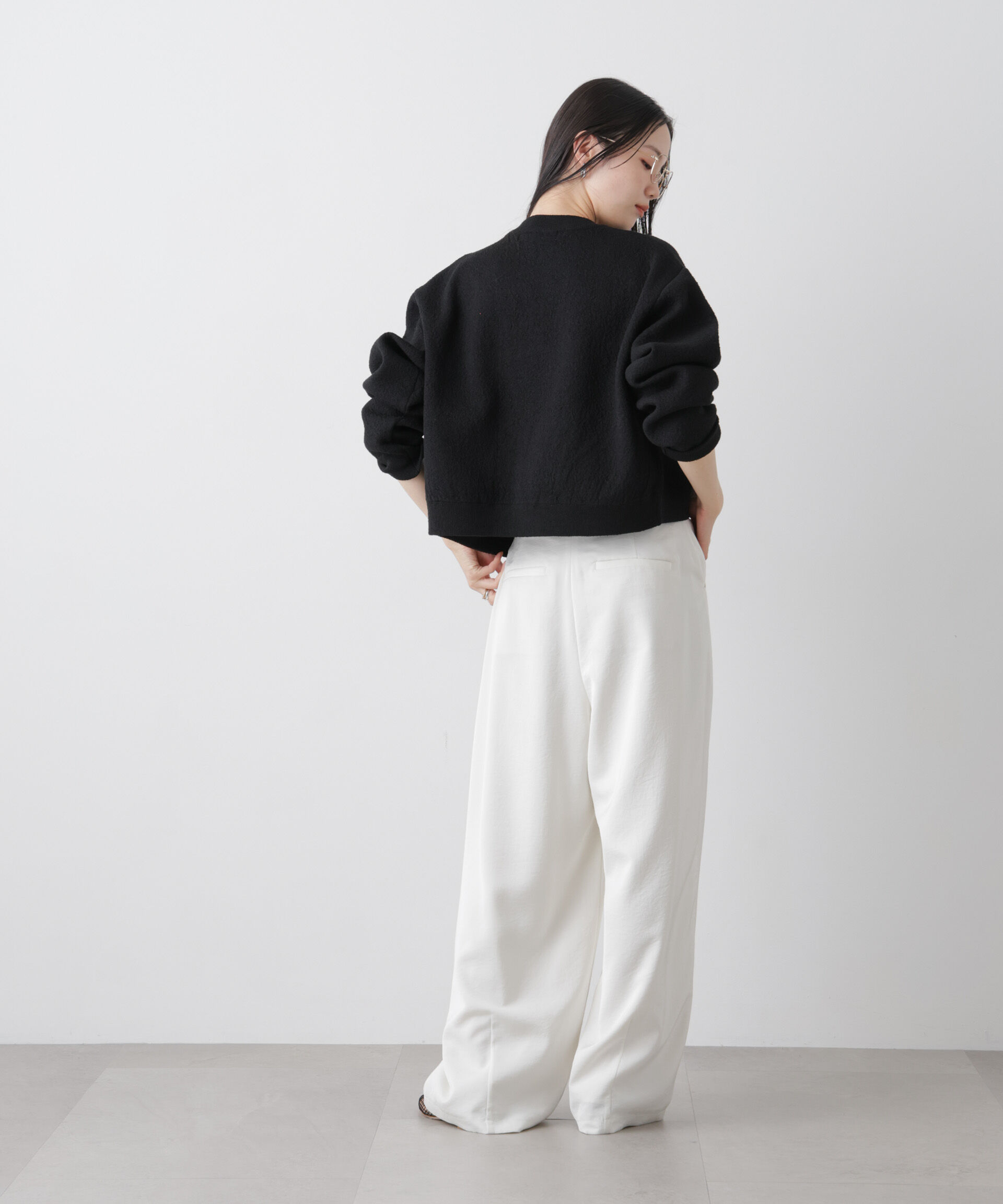 nano･universe「梨地ダブルフェイスジップアップニット」|ニット・セーター|