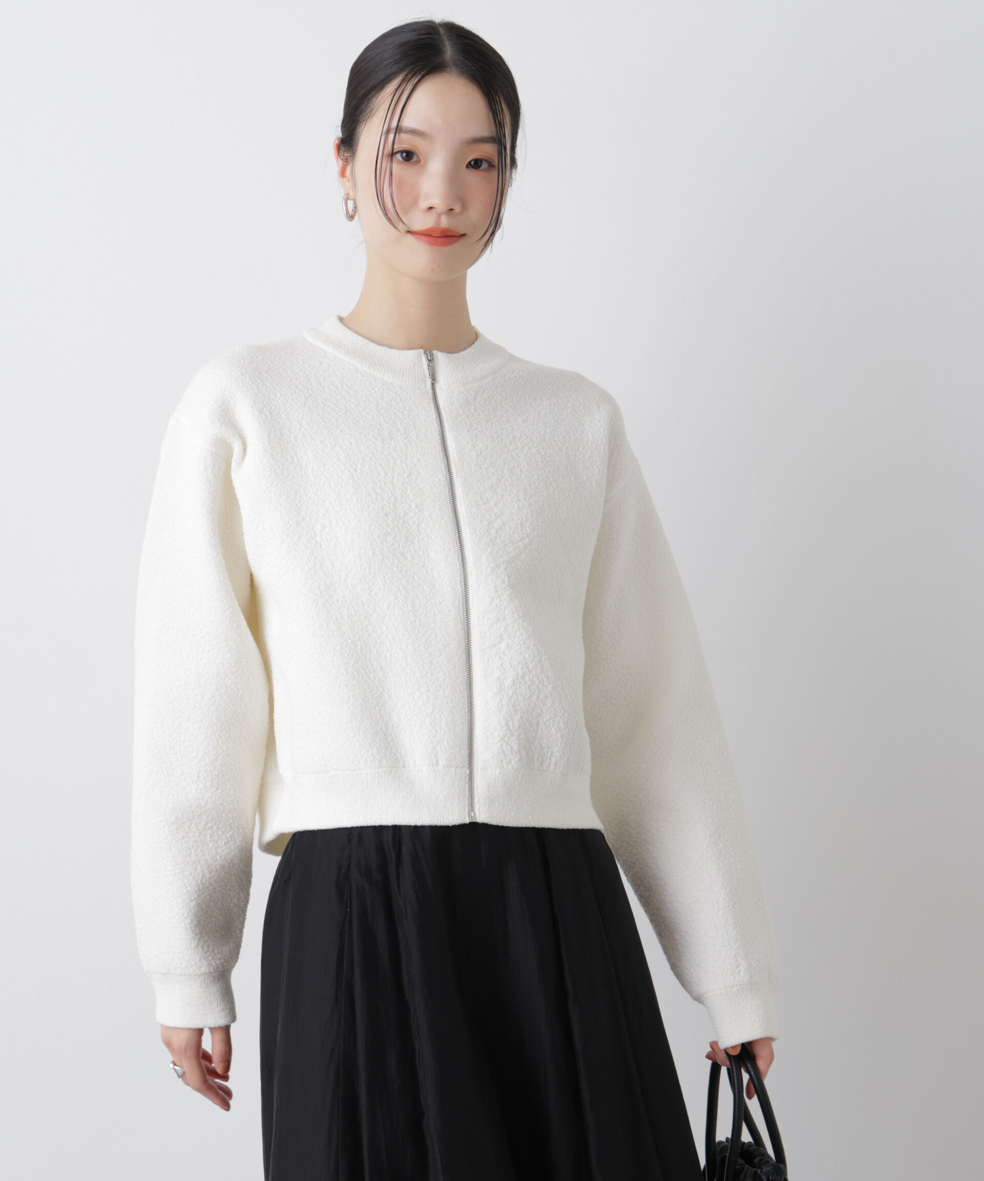 nano･universe「梨地ダブルフェイスジップアップニット」|ニット・セーター|