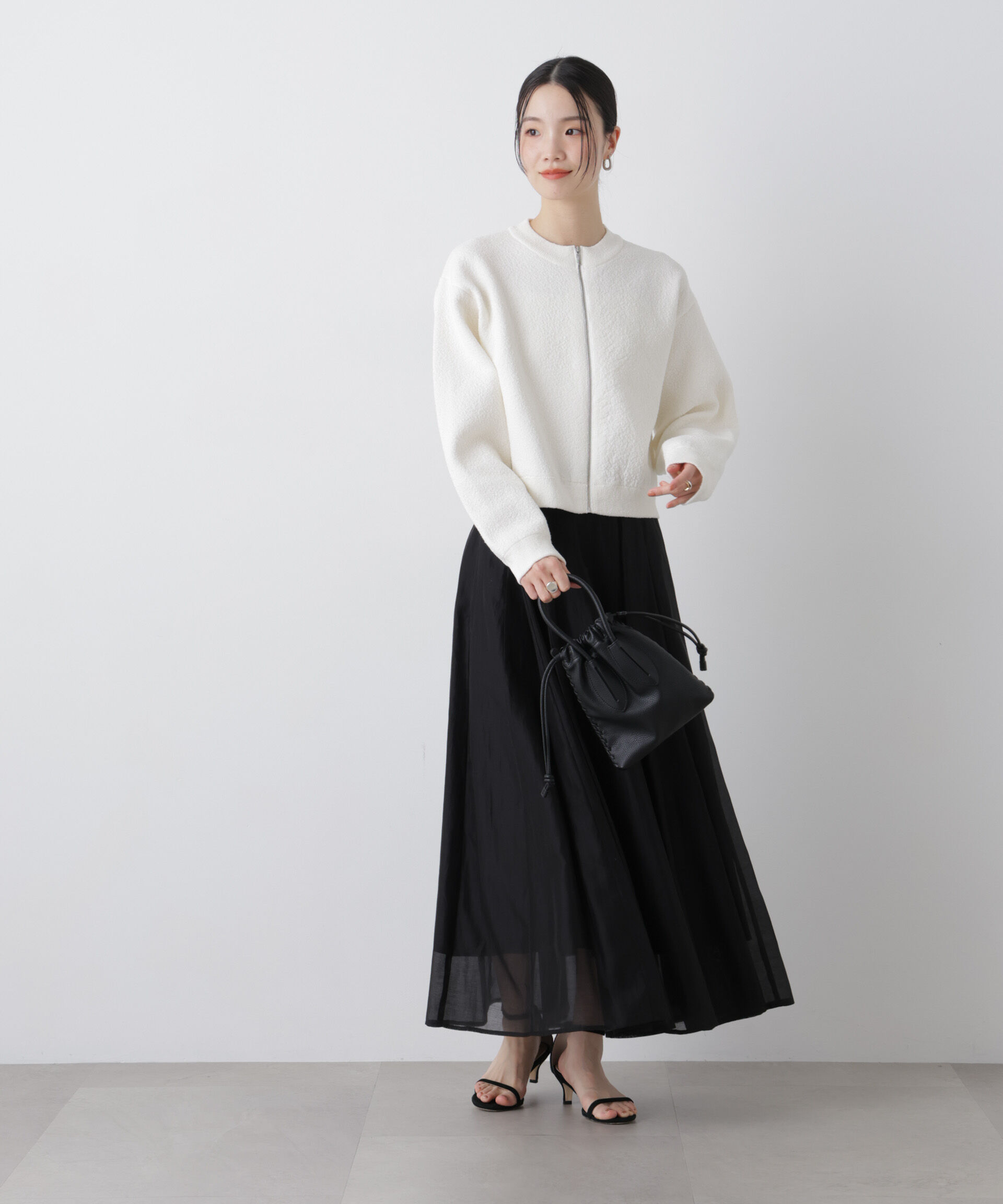 nano･universe「梨地ダブルフェイスジップアップニット」|ニット・セーター|