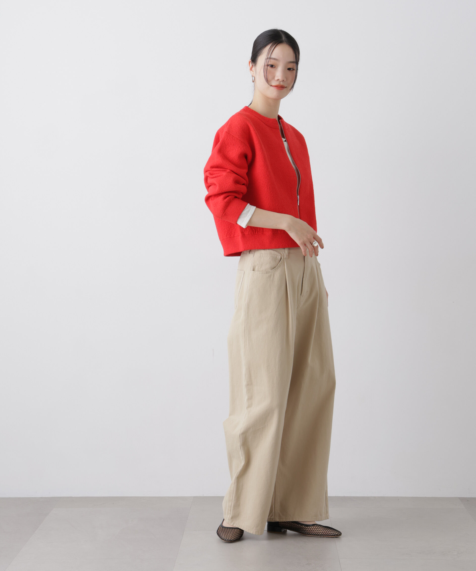 nano･universe「梨地ダブルフェイスジップアップニット」|ニット・セーター|