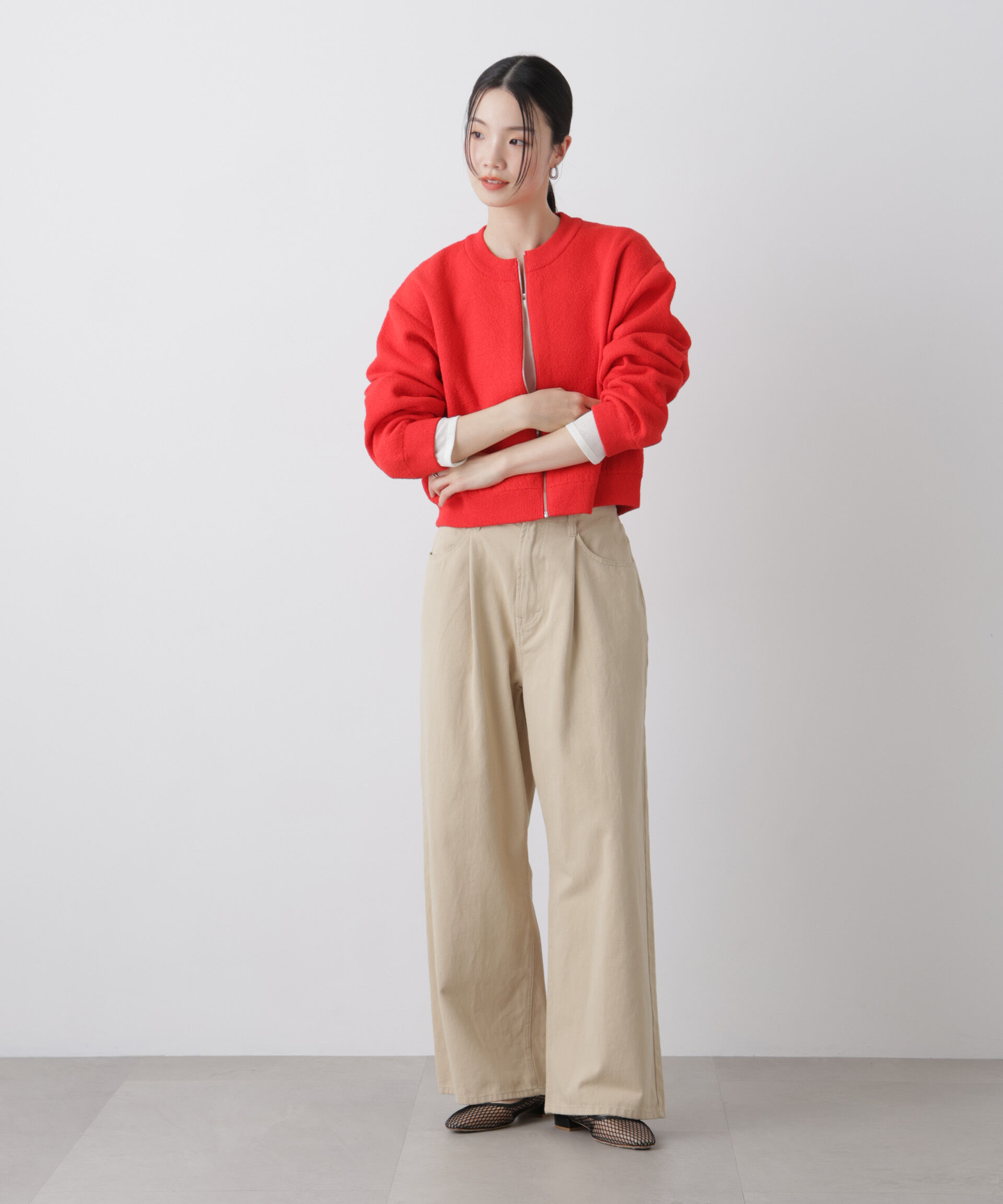 nano･universe「梨地ダブルフェイスジップアップニット」|ニット・セーター|