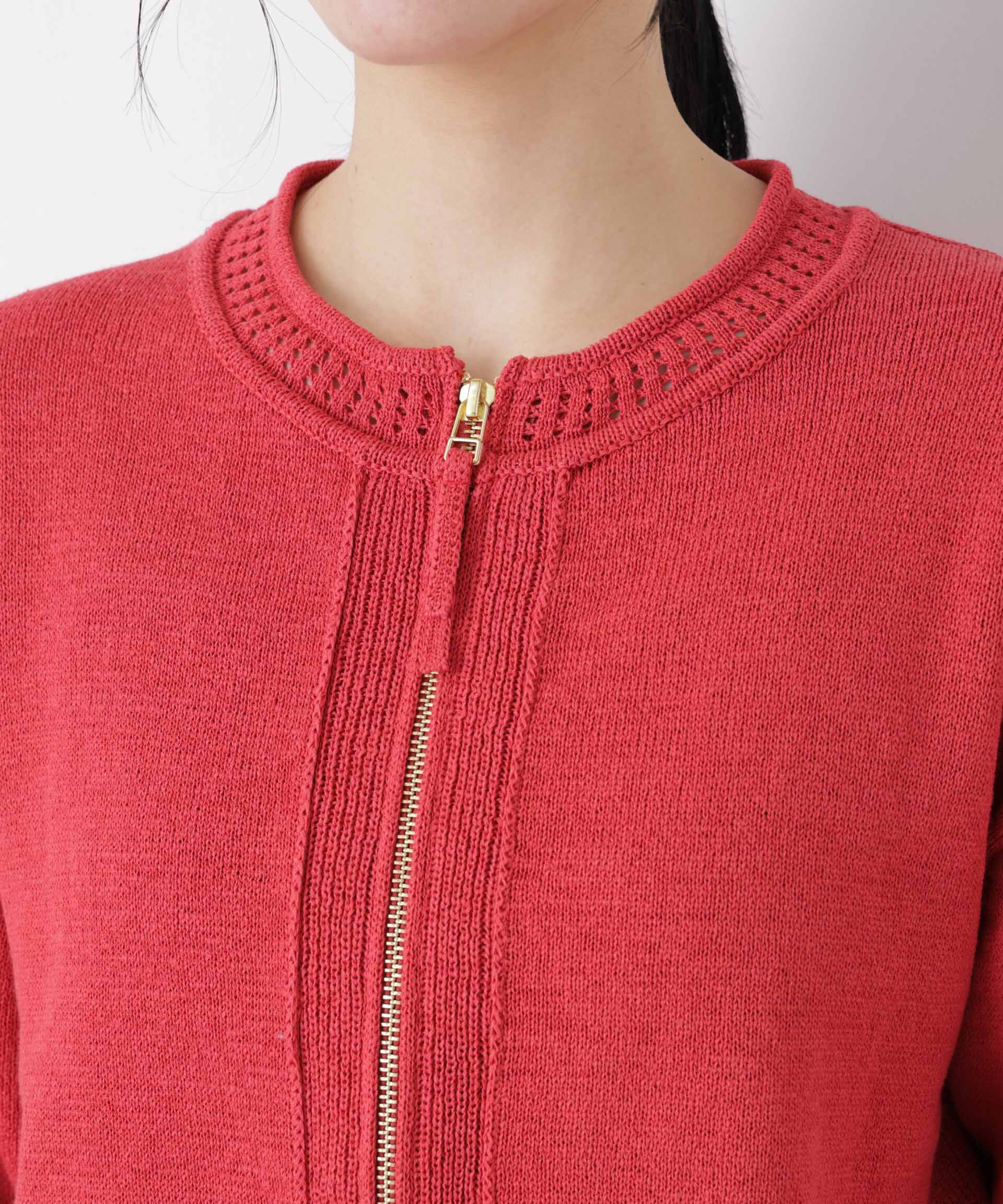 nano･universe「リネン混テープヤーンジップニットカーディガン」|ニット・セーター|