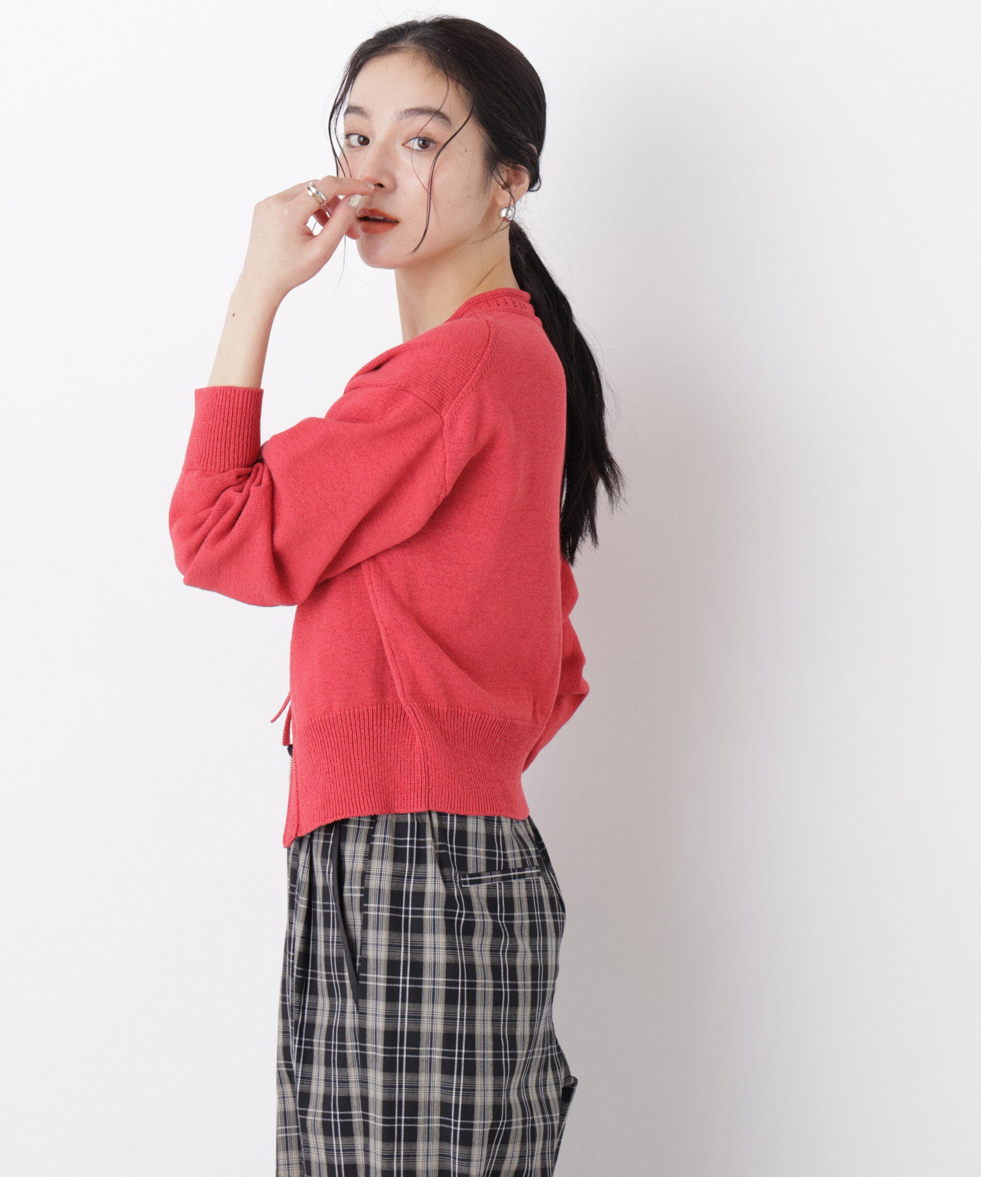 nano･universe「リネン混テープヤーンジップニットカーディガン」|ニット・セーター|