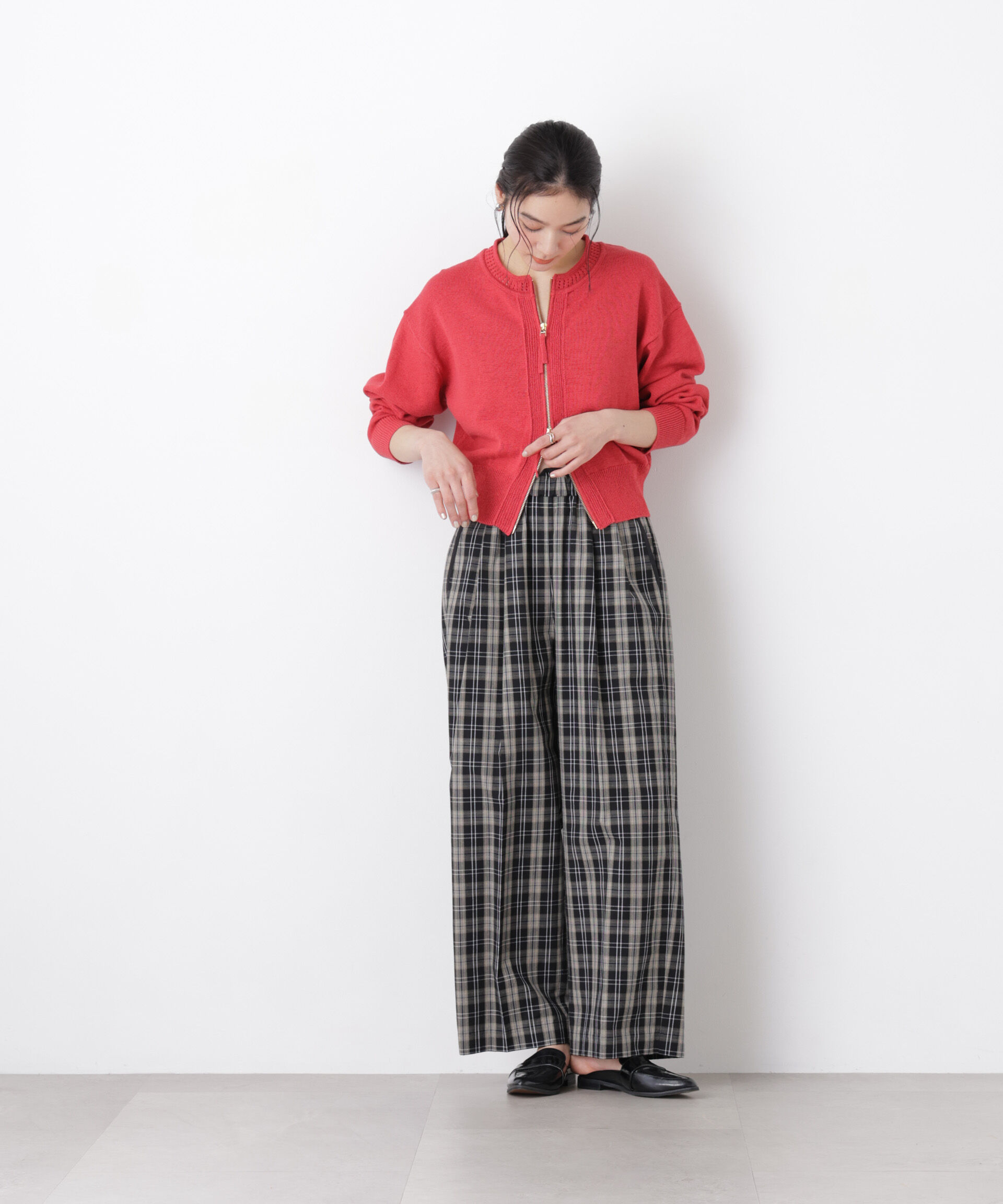 nano･universe「リネン混テープヤーンジップニットカーディガン」|ニット・セーター|