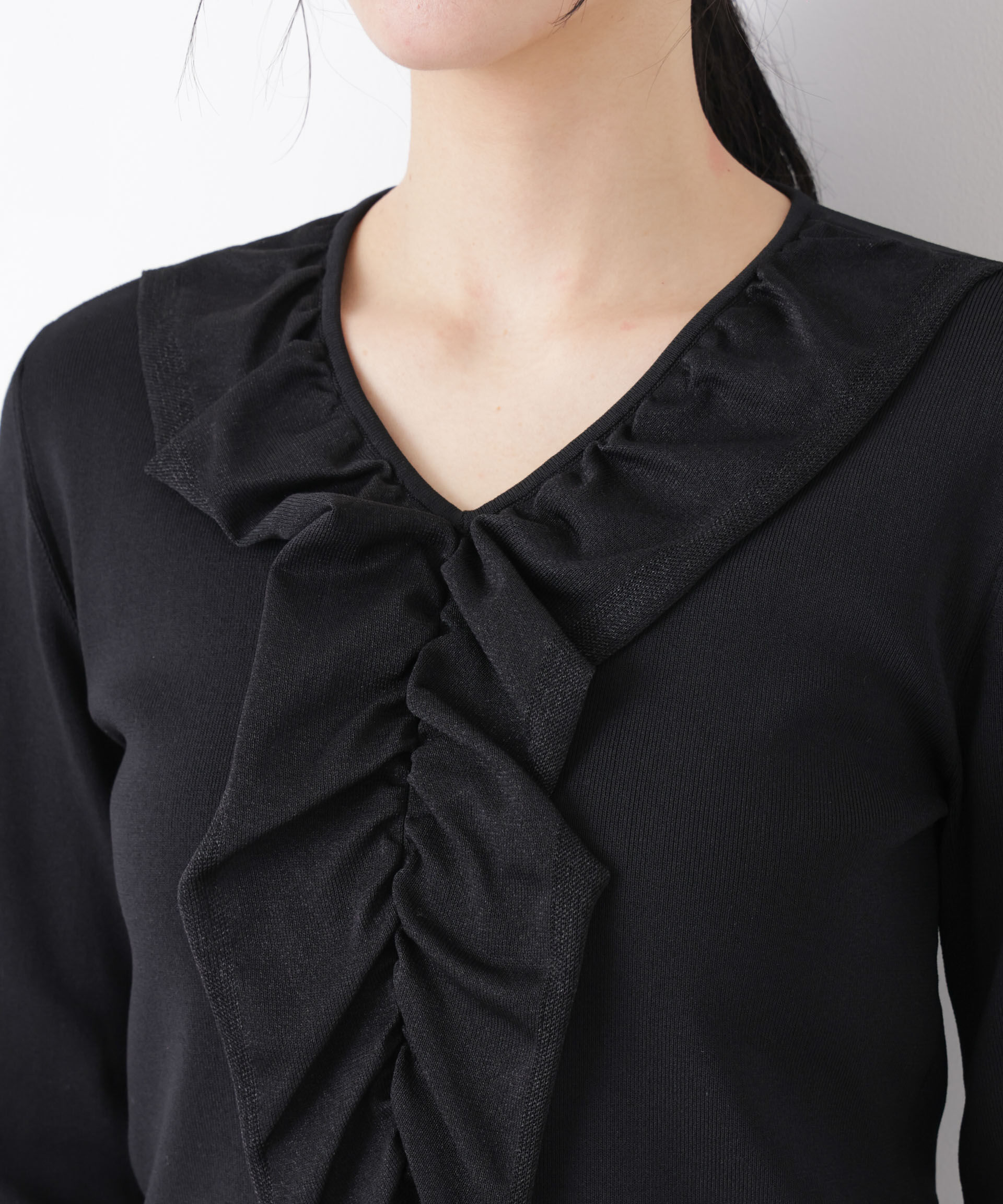 nano･universe「7function フロントフリル総針ニット」|ニット・セーター|