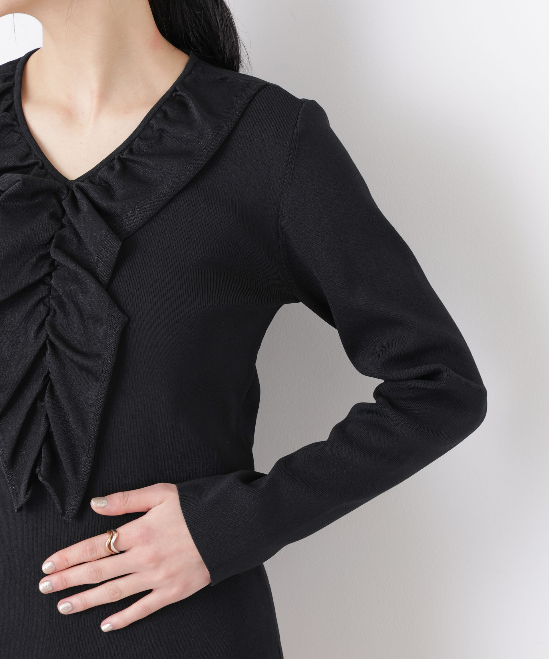 nano･universe「7function フロントフリル総針ニット」|ニット・セーター|