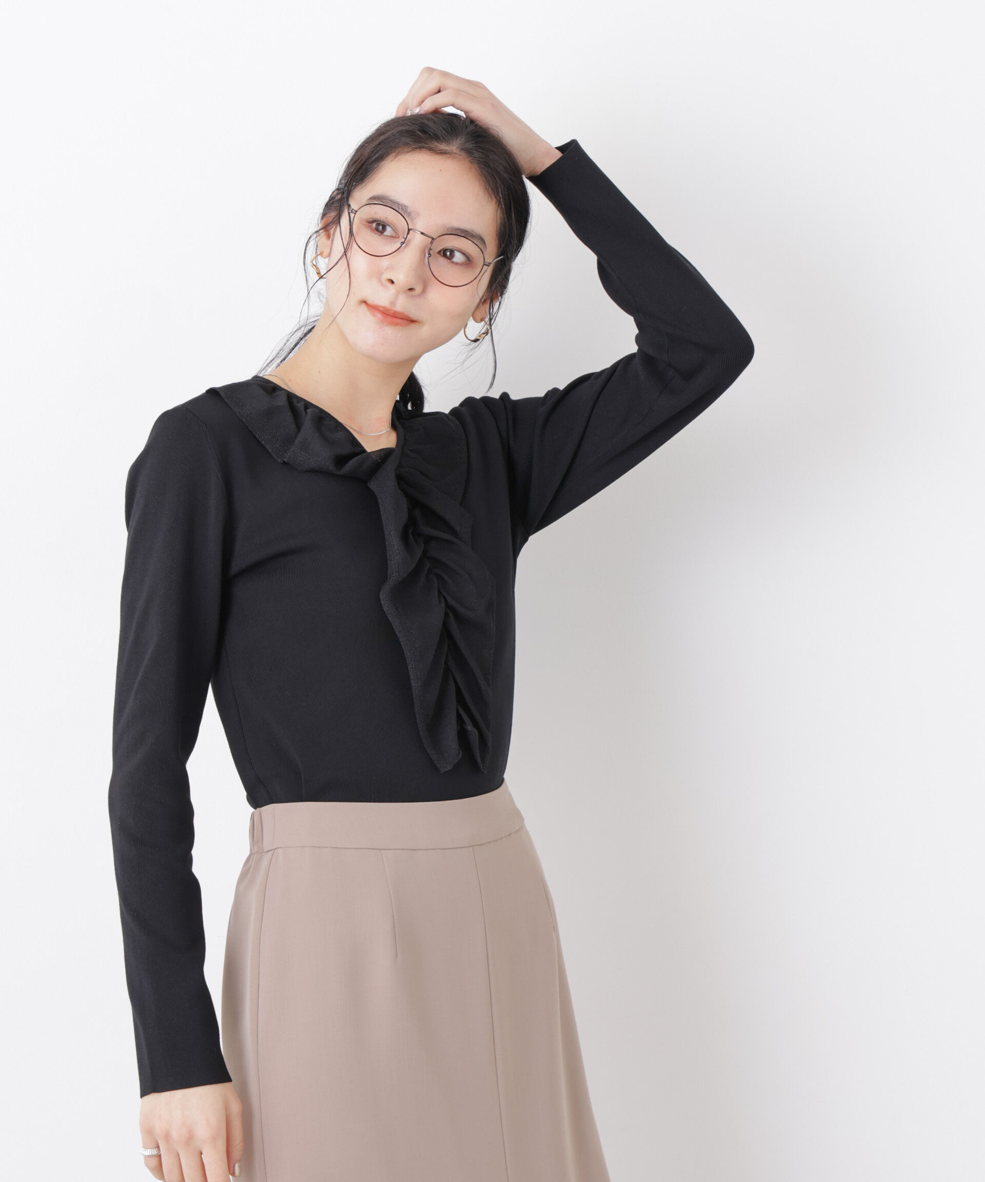 nano･universe「7function フロントフリル総針ニット」|ニット・セーター|