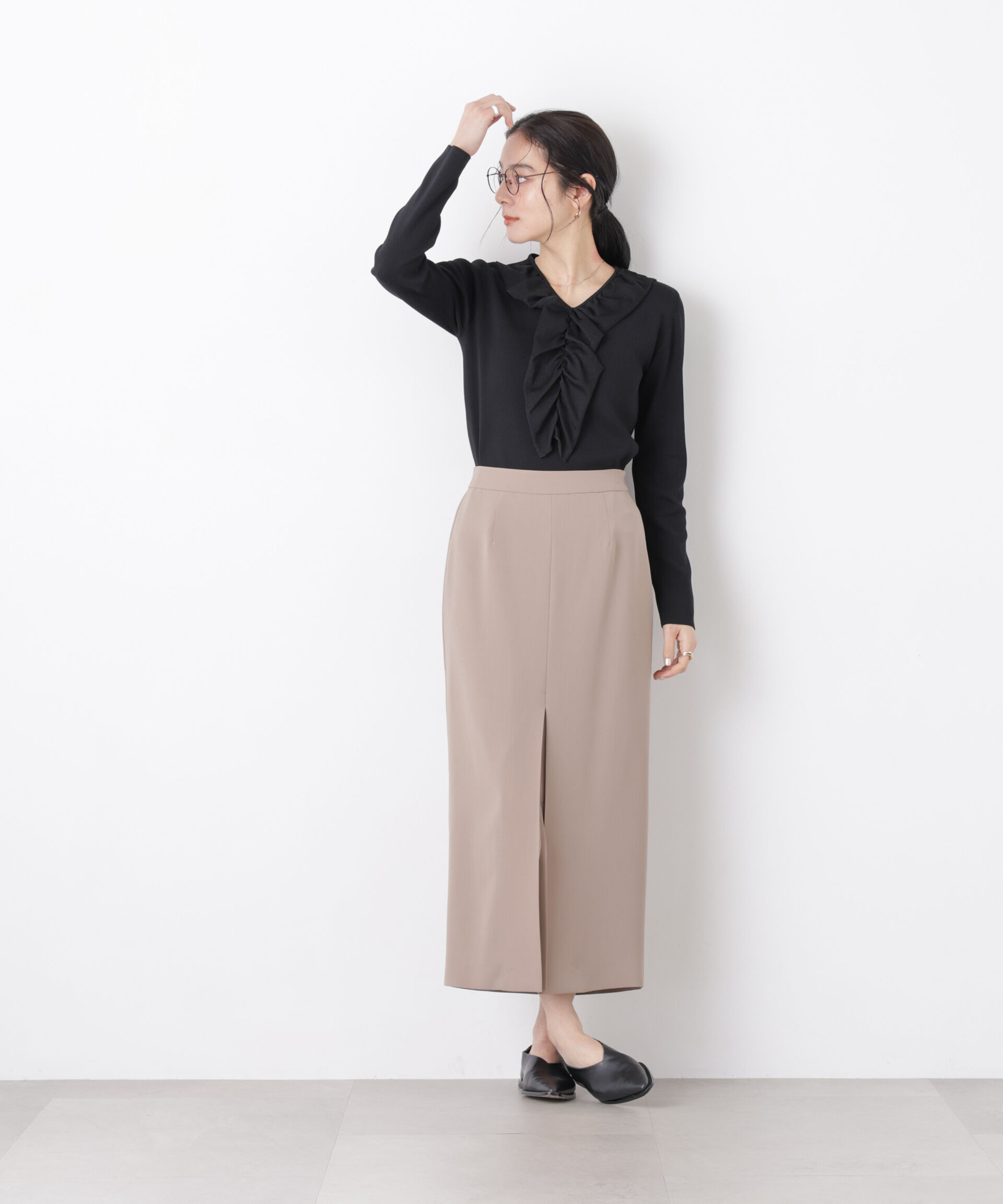 nano･universe「7function フロントフリル総針ニット」|ニット・セーター|