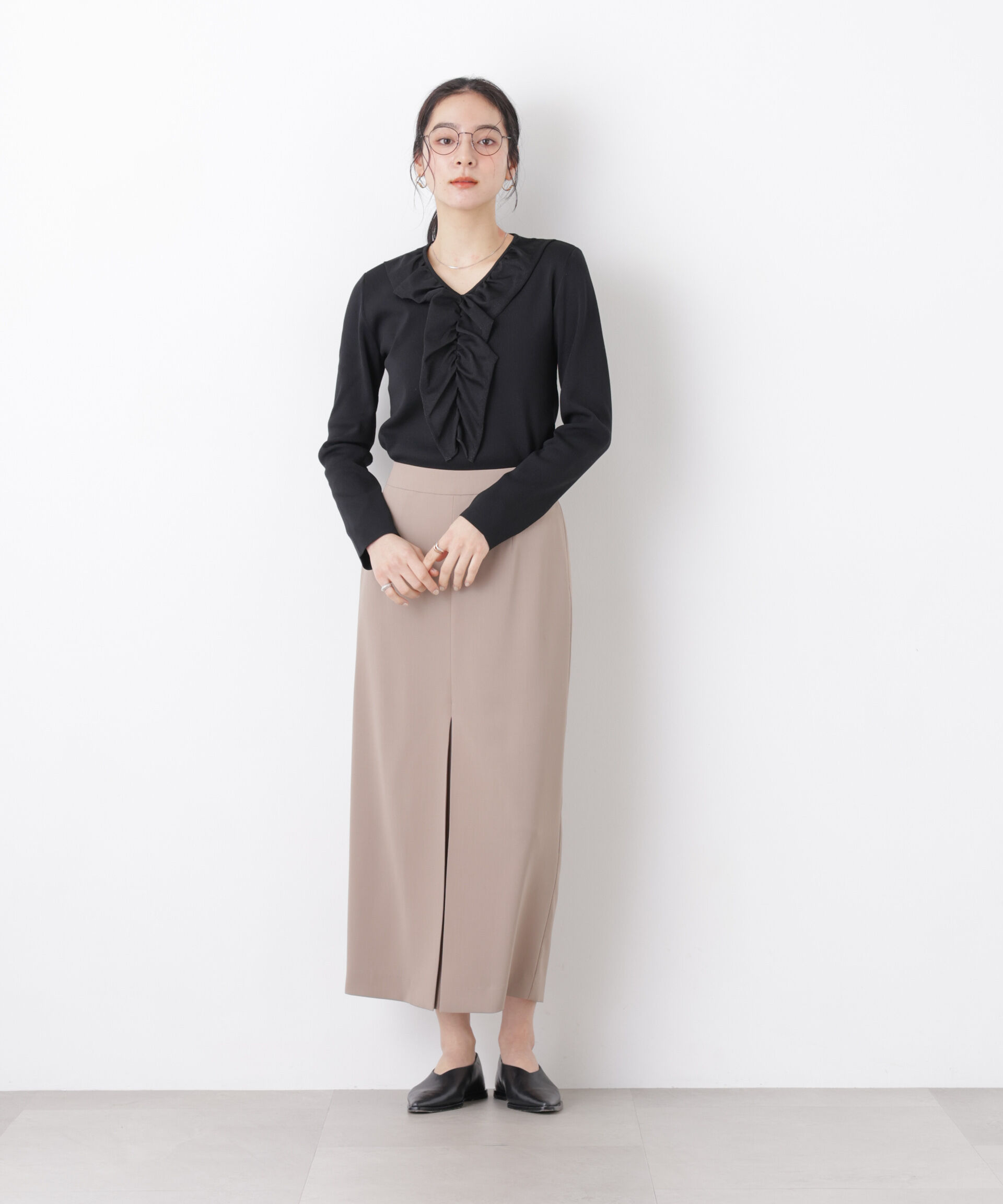 nano･universe「7function フロントフリル総針ニット」|ニット・セーター|