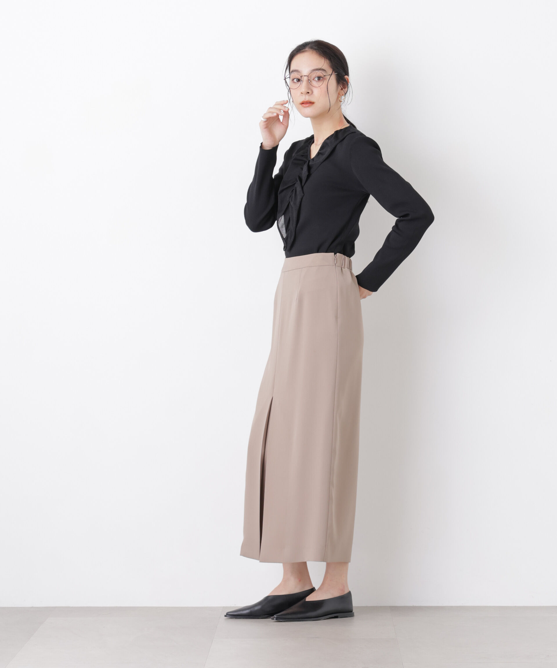 nano･universe「7function フロントフリル総針ニット」|ニット・セーター|