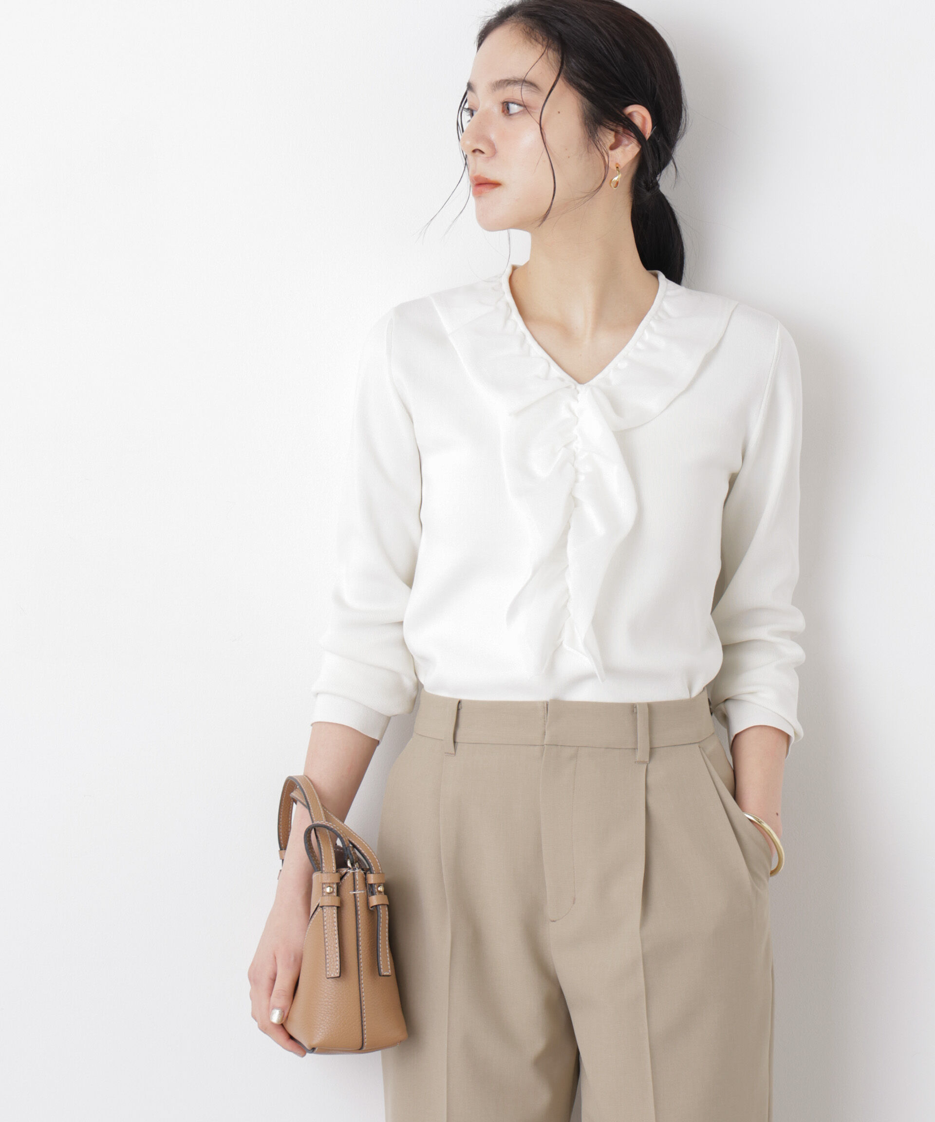 nano･universe「7function フロントフリル総針ニット」|ニット・セーター|