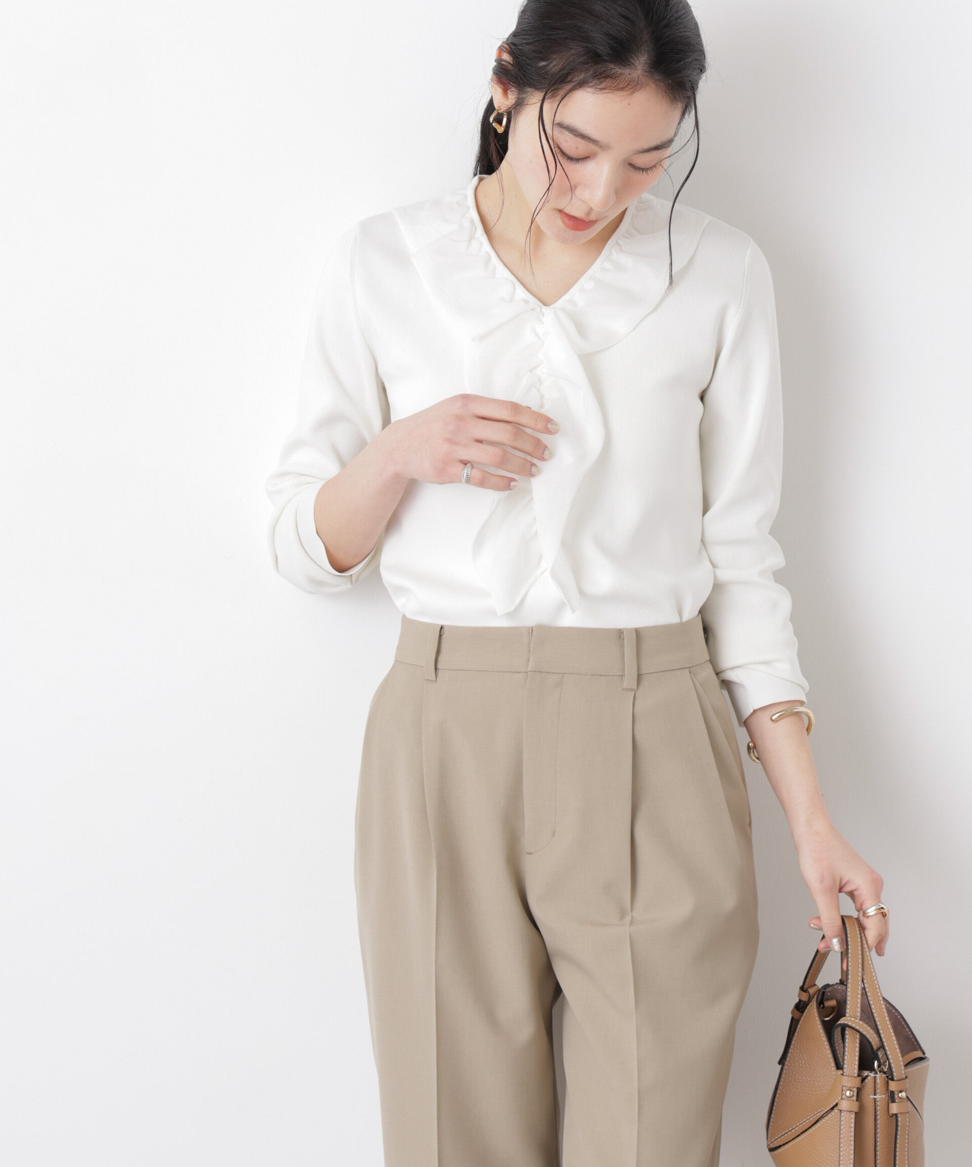 nano･universe「7function フロントフリル総針ニット」|ニット・セーター|