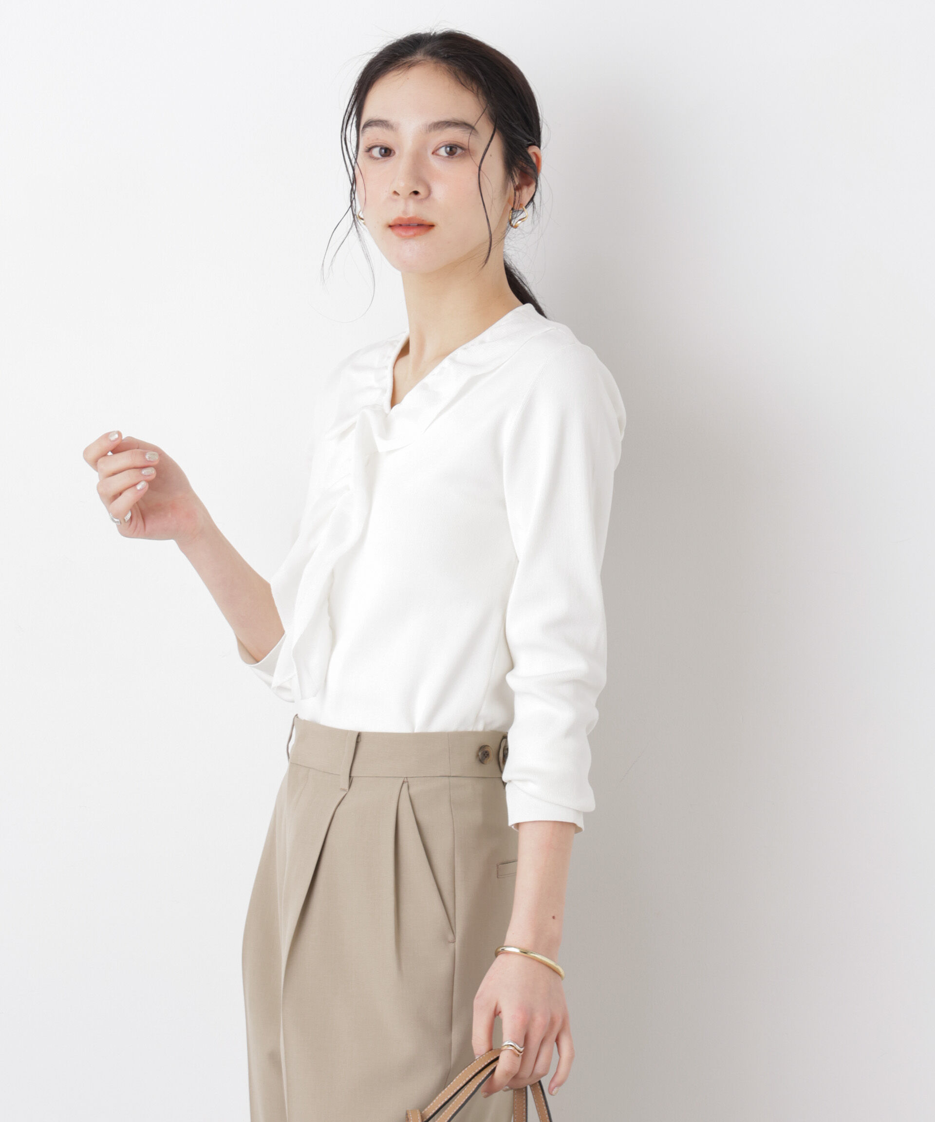 nano･universe「7function フロントフリル総針ニット」|ニット・セーター|