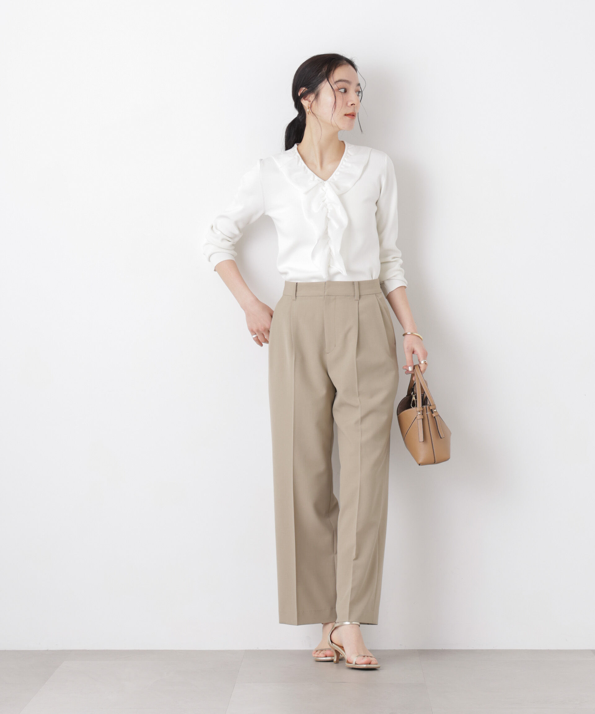 nano･universe「7function フロントフリル総針ニット」|ニット・セーター|