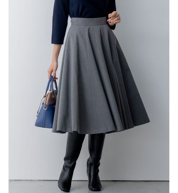 組曲「T/Rツイルストレッチ フレアスカート」|スカート|グレー系