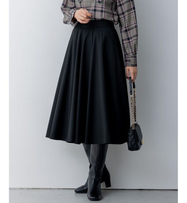 組曲「T/Rツイルストレッチ フレアスカート」|スカート|ブラック系