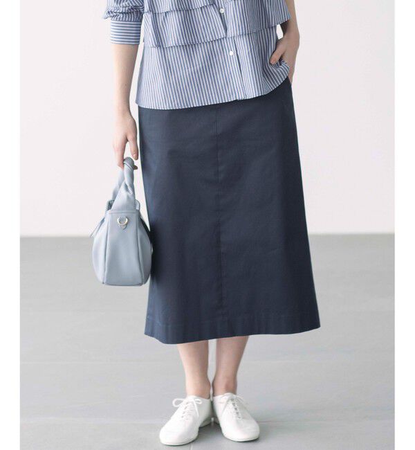 組曲「【WEB限定】サテンストレッチ Iラインスカート」|スカート|ネイビー系