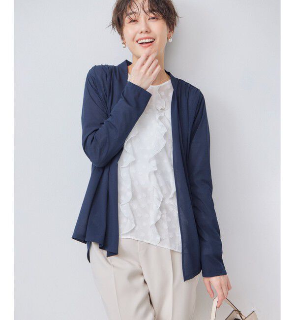 組曲「【冷房対策】パウダリージョーゼットカーディガン」|カーディガン|ネイビー系