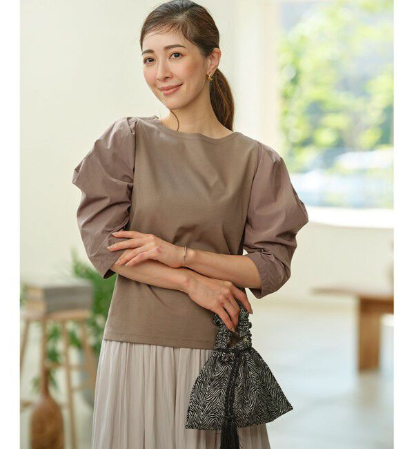 組曲「コンビネーションポンチデザイン カットソー」|Tシャツ・カットソー|カーキ系