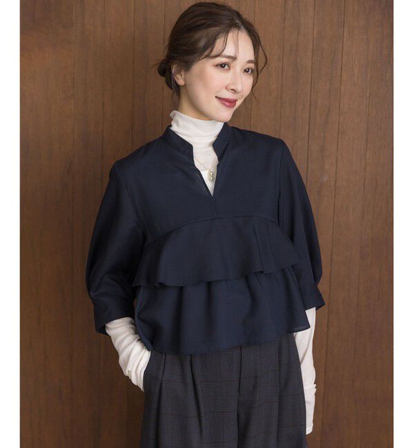 組曲「リヨセルシャーティングティアード ブラウス」|シャツ・ブラウス|ネイビー系