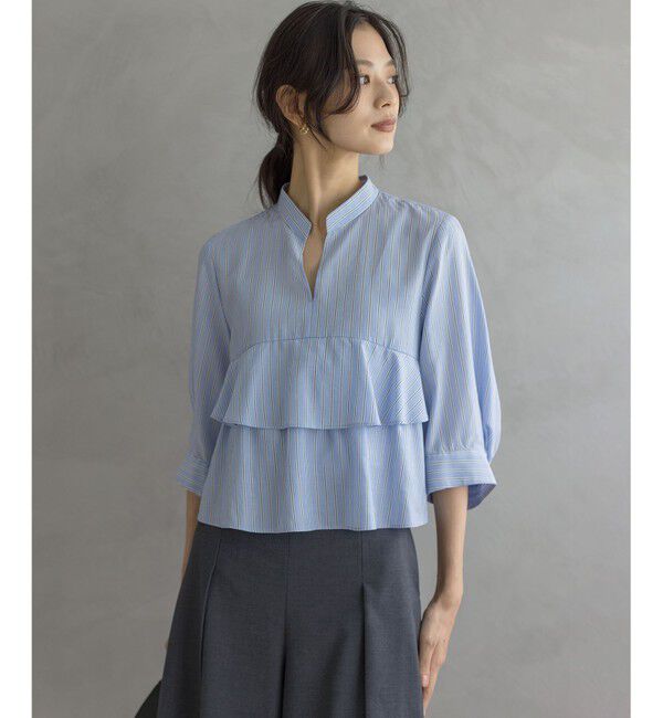 組曲「リヨセルシャーティングティアード ブラウス」|シャツ・ブラウス|ブルー系1