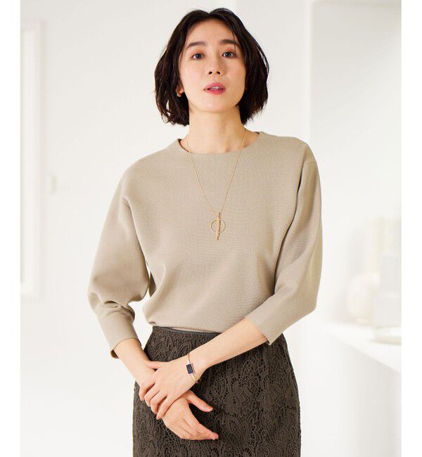 自由区「【WEB限定カラーあり・洗える】ドライコットンハイゲージプルオーバー ニット」|ニット・セーター|ベージュ