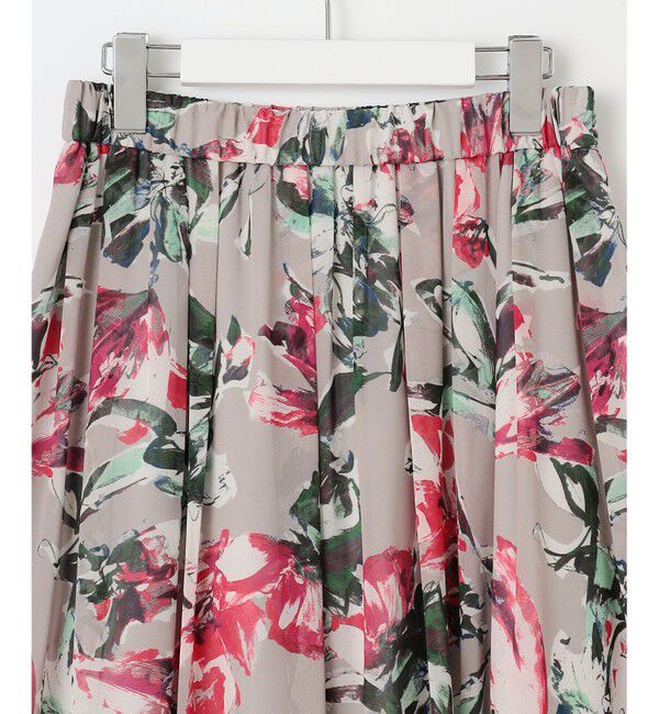 自由区「【ウエストゴム・洗える】ペイントフラワープリント スカート」|スカート|