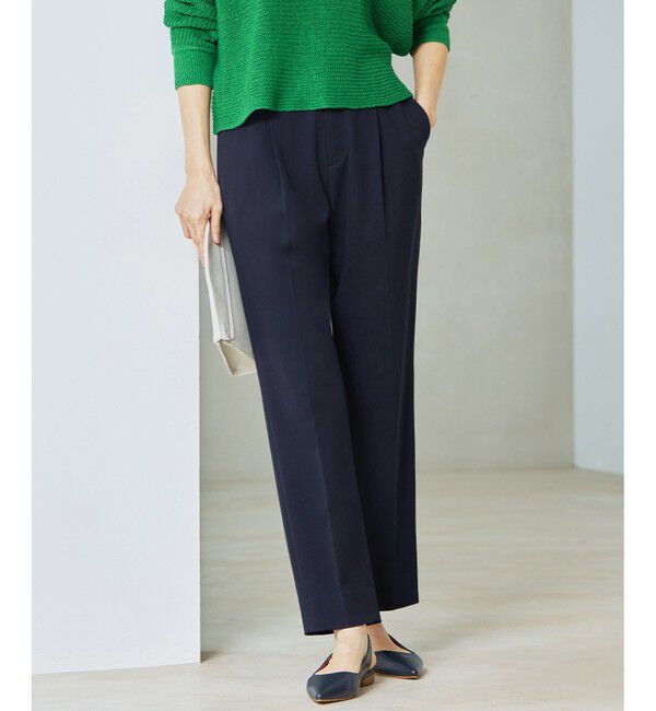自由区「【新色追加・人気のため再入荷・ウエストゴム】ライトフィールジャージータックテーパード パンツ」|その他|ネイビー