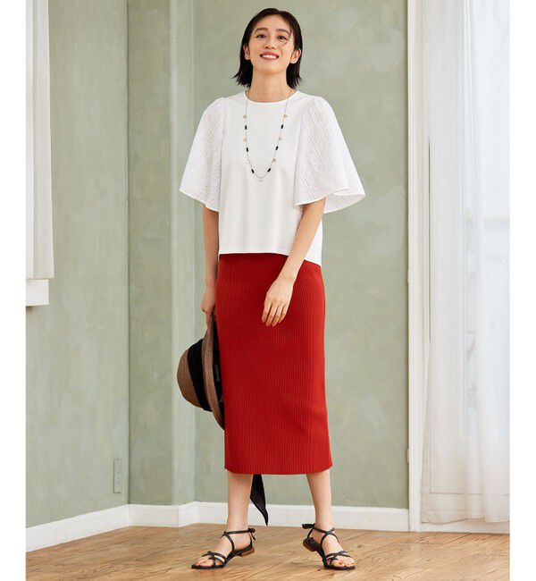 自由区「【洗える】リブストレッチタイト スカート」|スカート|