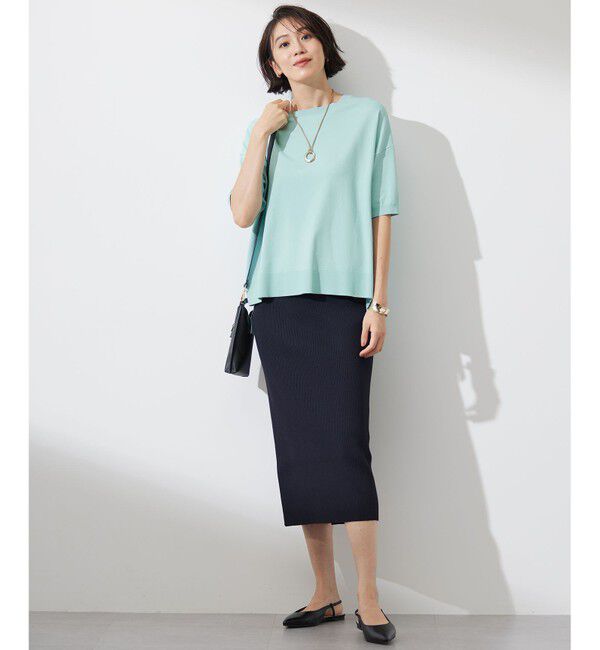 自由区「【洗える】リブストレッチタイト スカート」|スカート|