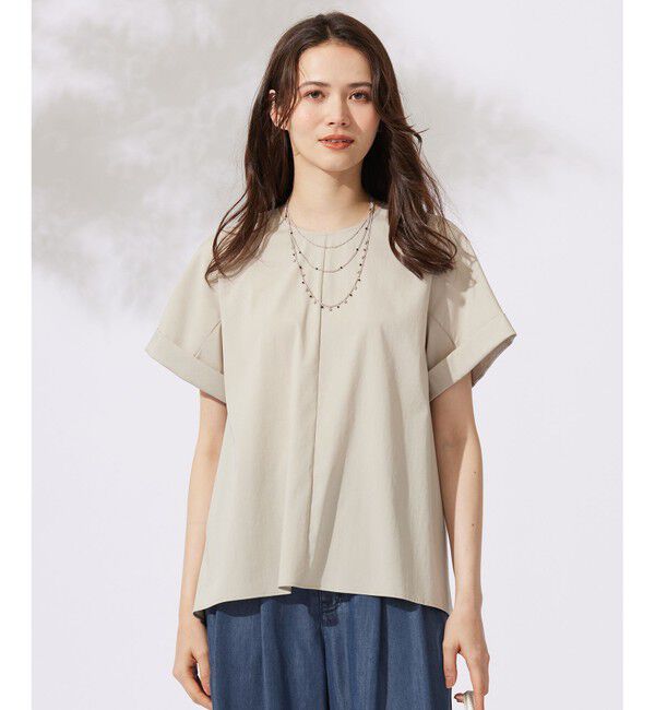 自由区「【カタログ掲載・セットアップ対応・接触冷感・UVケア・洗える】ファンクショナルクロス ブラウス」|シャツ・ブラウス|サンド