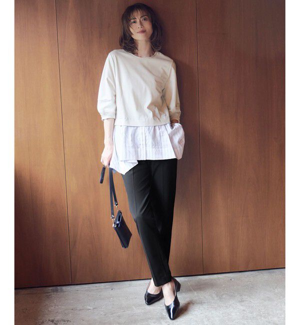 自由区「【洗える】カラミストライプコンビジャージ トップス」|Tシャツ・カットソー|