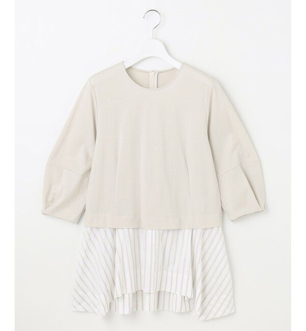 自由区「【洗える】カラミストライプコンビジャージ トップス」|Tシャツ・カットソー|