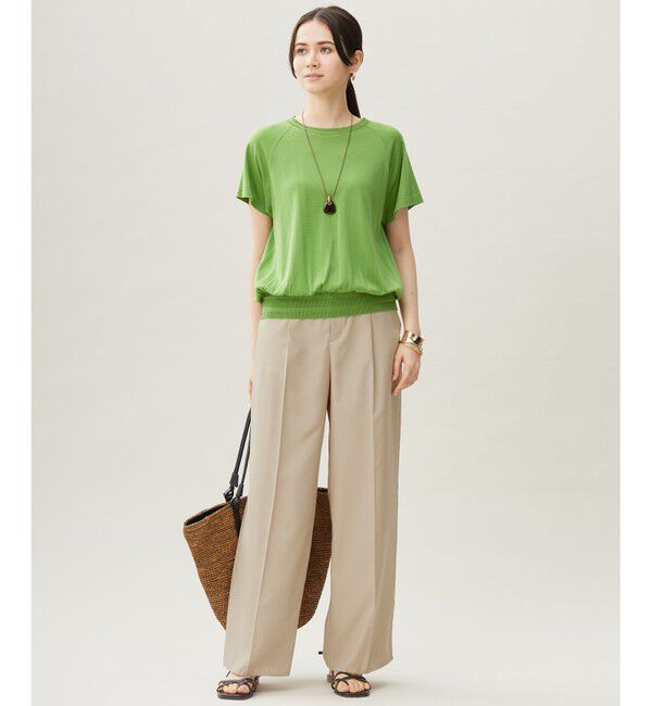 自由区「【接触冷感・UVケア・洗える】ドレーピーラグランスリーブ ニットソー」|Tシャツ・カットソー|