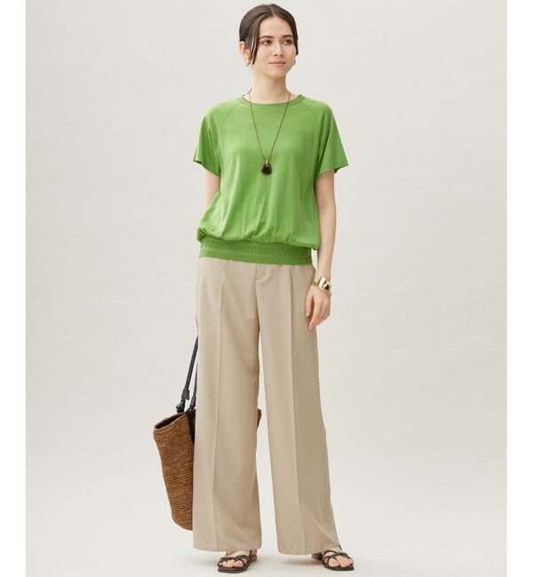 自由区「【接触冷感・UVケア・洗える】ドレーピーラグランスリーブ ニットソー」|Tシャツ・カットソー|