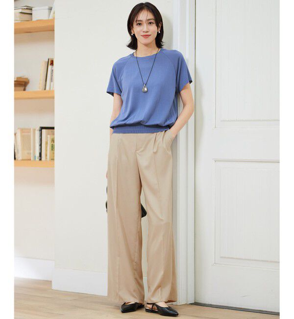 自由区「【接触冷感・UVケア・洗える】ドレーピーラグランスリーブ ニットソー」|Tシャツ・カットソー|