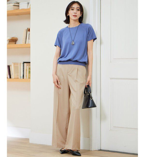 自由区「【接触冷感・UVケア・洗える】ドレーピーラグランスリーブ ニットソー」|Tシャツ・カットソー|