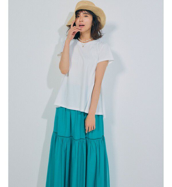 23区「【洗える】ALBINIジャージー Aライン Tシャツ」|Tシャツ・カットソー|