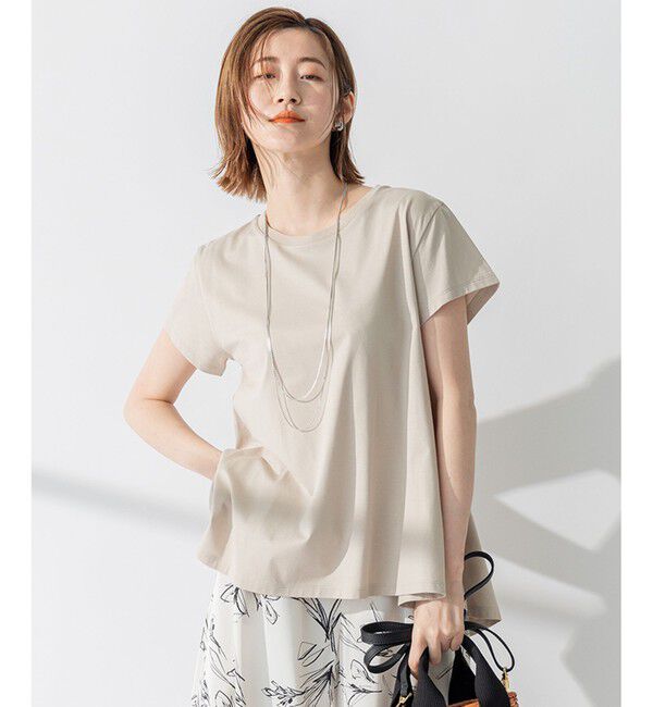 23区「【洗える】ALBINIジャージー Aライン Tシャツ」|Tシャツ・カットソー|ベージュ系