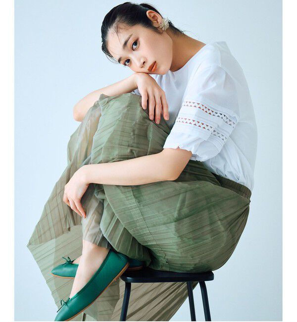 23区「【洗える】アイレットジャージー パフスリーブ カットソー」|Tシャツ・カットソー|ホワイト系