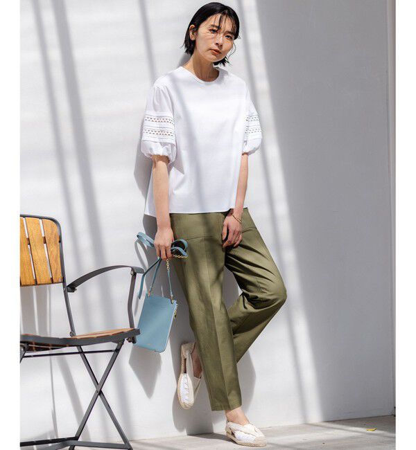 23区「【洗える】アイレットジャージー パフスリーブ カットソー」|Tシャツ・カットソー|