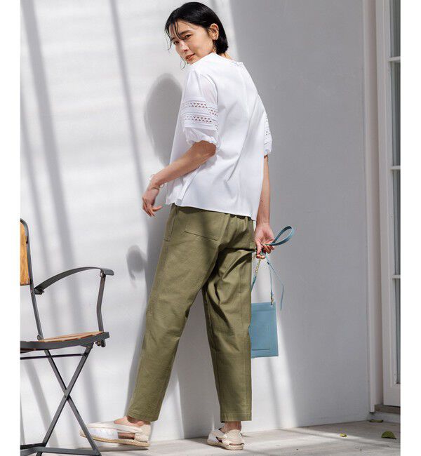 23区「【洗える】アイレットジャージー パフスリーブ カットソー」|Tシャツ・カットソー|