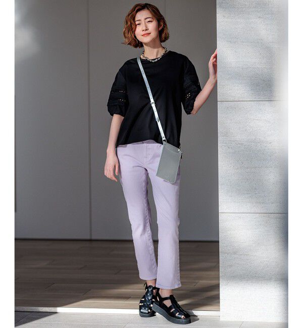 23区「【洗える】アイレットジャージー パフスリーブ カットソー」|Tシャツ・カットソー|