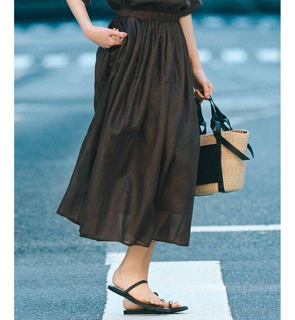 23区「【接触冷感/洗える】シアーフィルム フレアスカート」|スカート|ﾀﾞｰｸﾌﾞ