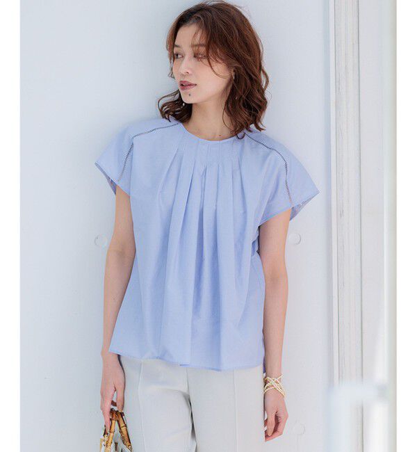 23区「【洗える】シャルマンエンブロイダリー Tブラウス」|シャツ・ブラウス|ラベンダー系