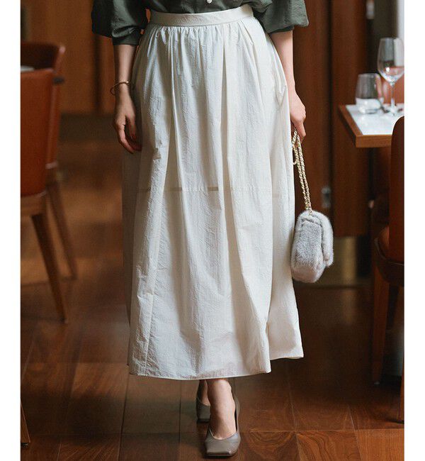 23区「【洗える】ナイロンコットンポプリン スカート」|スカート|ベージュ系